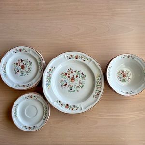 Adam and Eve Vintage Dinner set 4 each dinner, salad, tea plates and bowls.